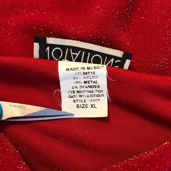 Notations Christmas Red Blouse w Attached Cardigan Size XL Lagenlook Cowl Neck - Picture 12 of 13